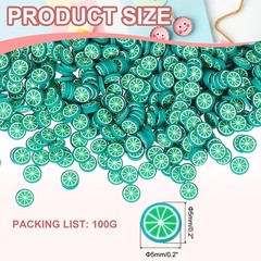 Polymer Clay Slices, 100g Lime Slice Fruit Art Slices, Green