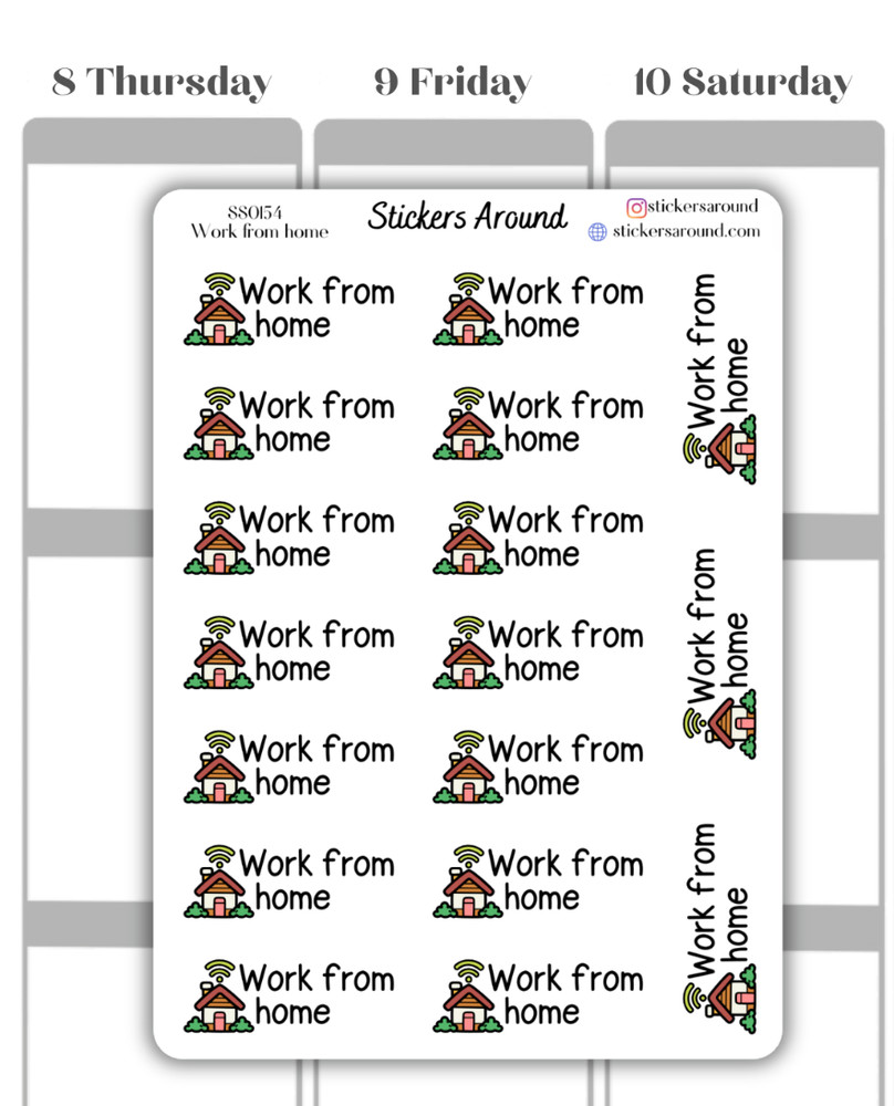 Work from Home Script Planner Sticker, Workplace, Calendar and Journal Sticker