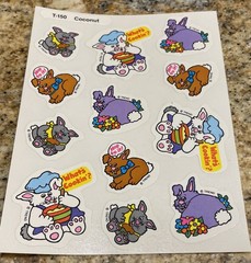 VINTAGE TREND SCRATCH & SNIFF STICKERS FULL SHEET «COCONUT» RABBIT T-150