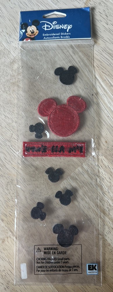 Disney Mickey Mouse Embroidered Stickers Scrapbook Ears Red Black