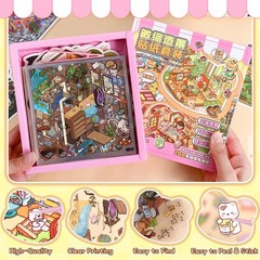 20 Sets DIY 3D Sticker Scene, Sticker Collection Book Make Your Own Shop House C