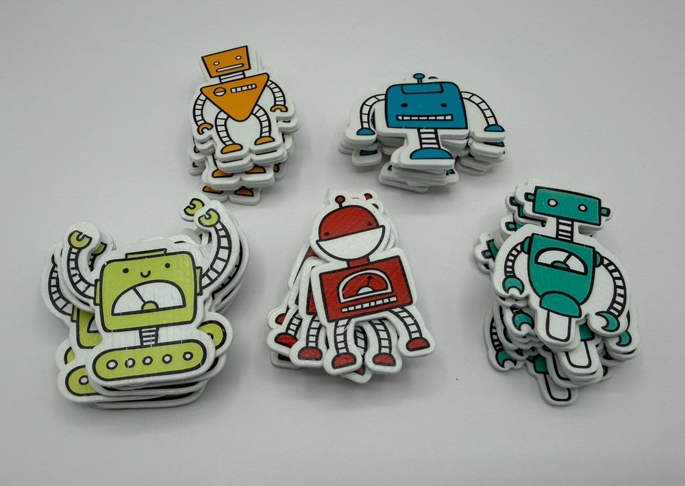 Robots Foam Stickers 40 pcs 5 Colors Retro Robot Craft Scrapbook Embellishment