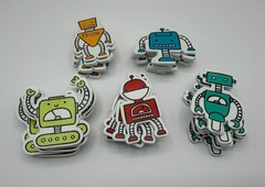 Robots Foam Stickers 40 pcs 5 Colors Retro Robot Craft Scrapbook Embellishment