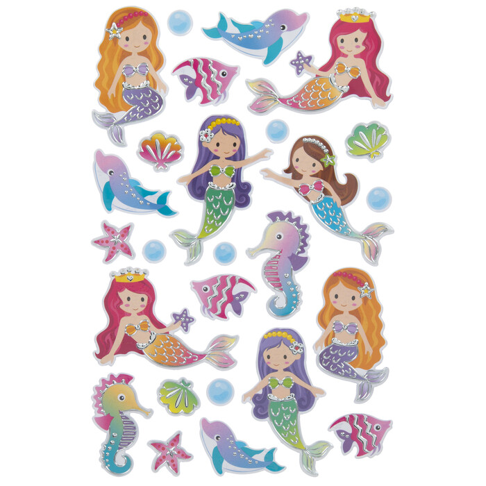 Mermaid Puffy Stickers Papercraft Scrapbook Planner Party Supply DIY Craft