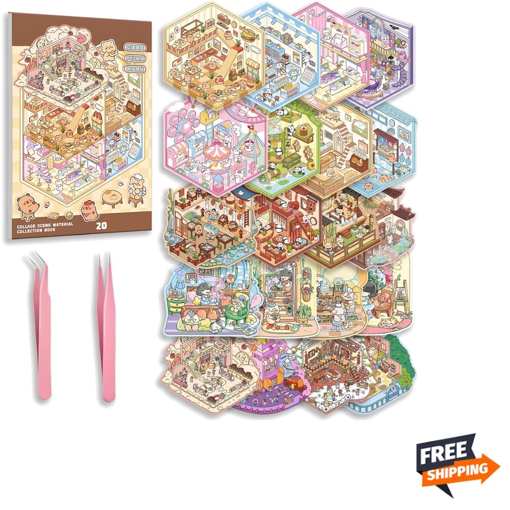 DIY 3D Sticker Scene Book Kids Adults Reusable Waterproof Craft