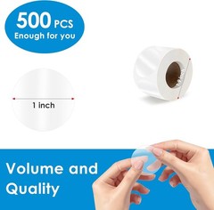 1 Inch Round Clear Waterproof Stickers – Self-Adhesive Labels (500 Pack)