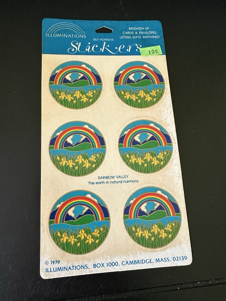 Vtg 1979 Illuminations Stickers Rainbow Valley 6 Sticker Sheet READ