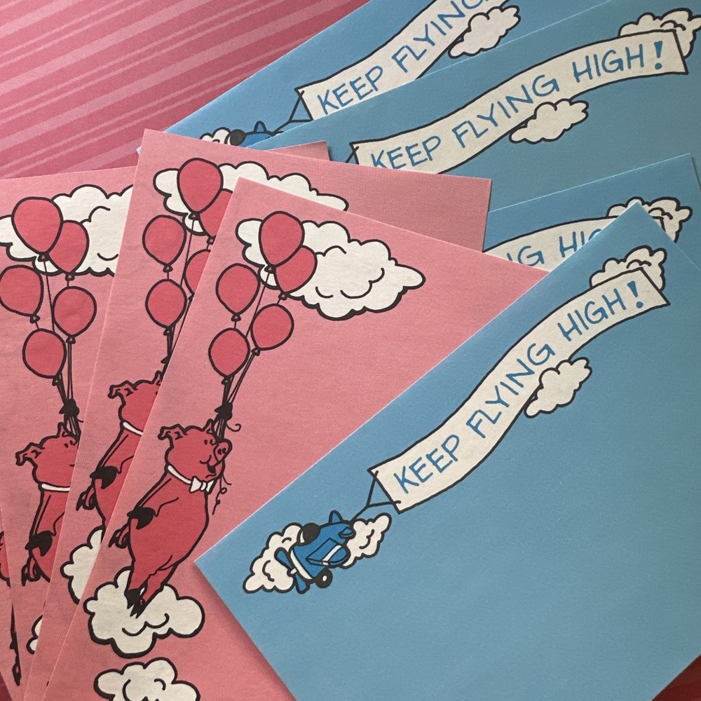 Vintage 90s Highlights 1993 Note Stationary Paper Sheets Balloon Pig & Plane