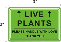 Green Live Plants Stickers for Shipping 2×3 inch Please Handle with Love Stic…