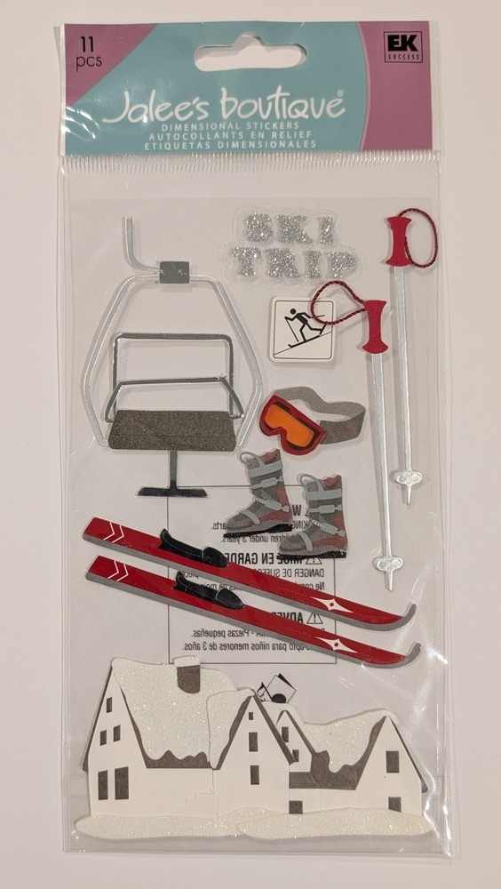 RARE Jolee’s Skiing Vacation Ski Trip Scrapbooking Stickers