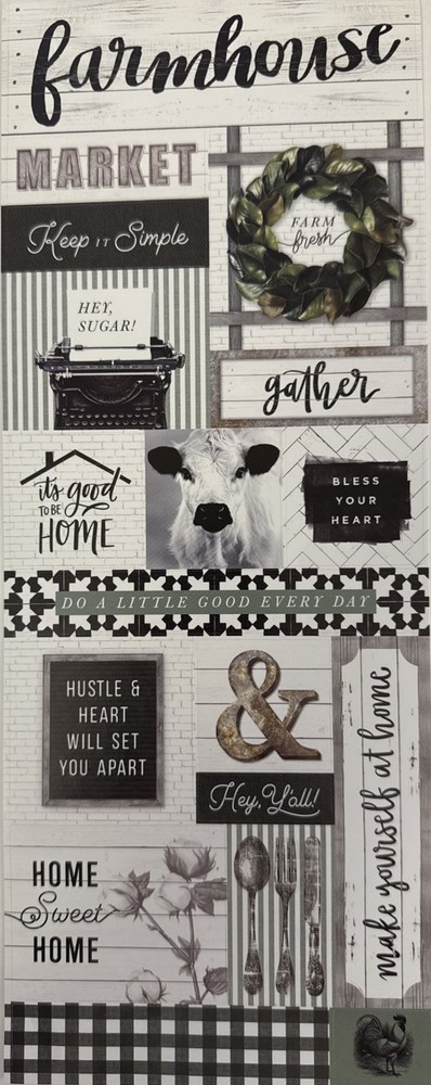 FARMHOUSE Stickers(16pc)Home Sweet Home•Cow•Keep it Simple •&•Hey•Card Making•
