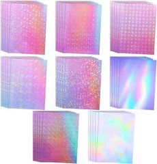 40 Sheets Holographic Laminate Sheets, 8 Types of Holographic Sticker Paper, Sel