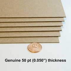 8.5 x 11 Inches 50 Point (.050) Kraft HEAVY WEIGHT CHIPBOARD SHEETS