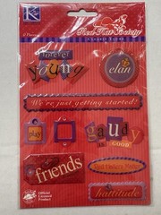 Lot Of 3 RARE K&Company Red Hat Society Sticker Lot Embossed Grand Adhesions NIP
