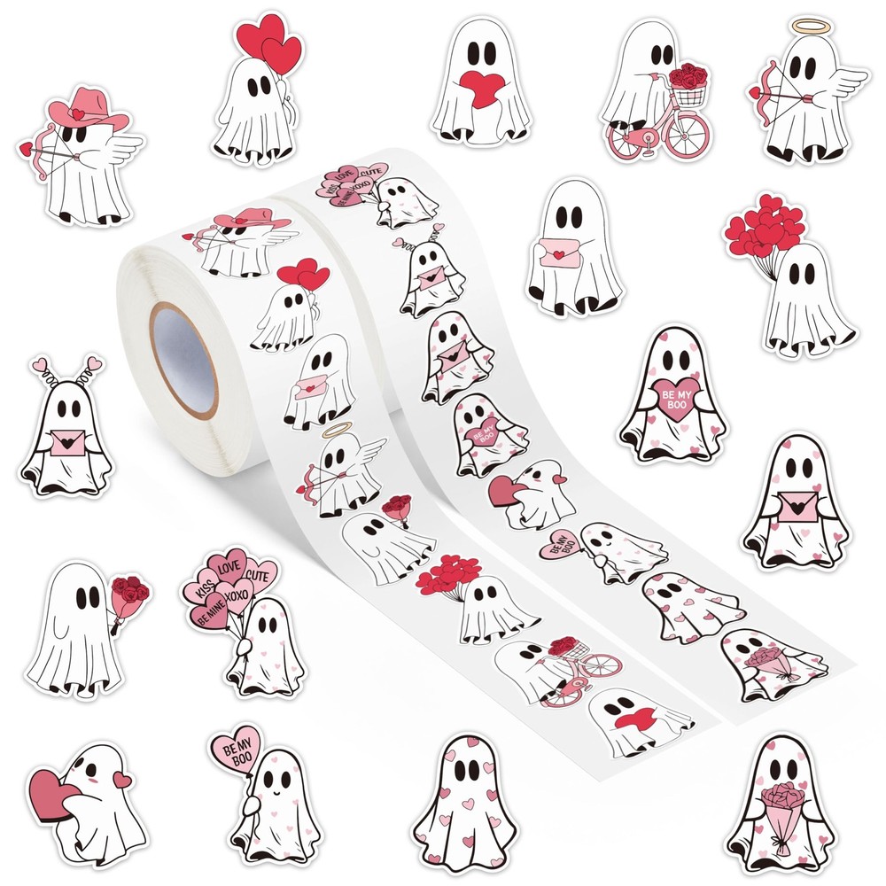 DSjuedui Romantic Ghost Roll Stickers – 1000Pcs Red Pink Flowers Colorful