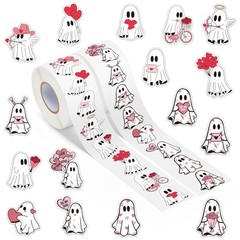 DSjuedui Romantic Ghost Roll Stickers – 1000Pcs Red Pink Flowers Colorful