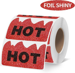 600 PCS Rave Hot Stickers Foil Shiny Red Hot Flame Fire Shaped Stickers Marking