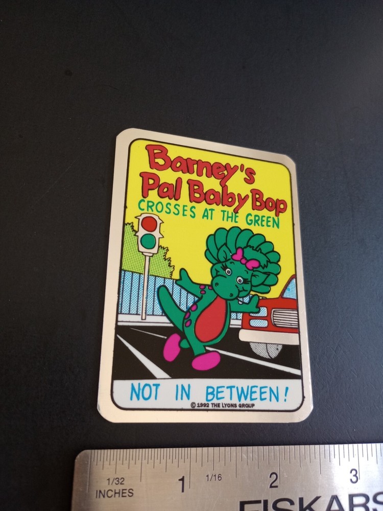Vintage Stickers Barney Dinosaur Foil Mylar Vending Machine Sticker Reflective