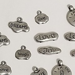 Lot Silver Tone Metal Inspiration Word Charm Love Live Dream Laugh Joy Believe-A