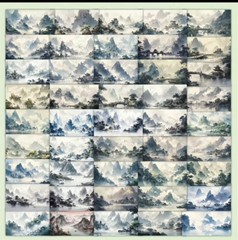 10pcs Asian Landscape Watercolor Stickers- Scrapbooking/Journaling/Crafting