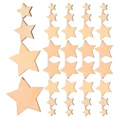 200Pcs Unfinished Wood Star Ornaments Beige Wooden Craft Shapes for Kids Crafts