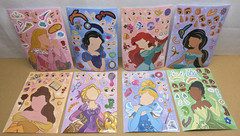Princess Make-a-face Stickers DIY Party Favors Crafts 16 Sheets 8 Designs