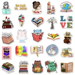 50pcs Book Lover Vinyl Stickers, Love Books, Book Worm, Reading, 025