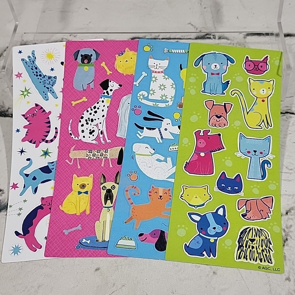 American Greetings Stickers Cartoon Animals Pets Cats Dogs Lot Of 4 Full Sheets