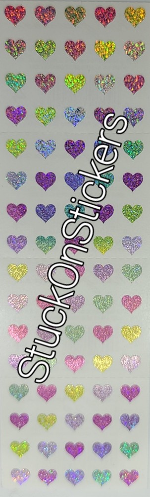 Mrs Grossman PASTEL HEARTS MICRO MULTI Glitter Sparkle Stickers 2018 wedding