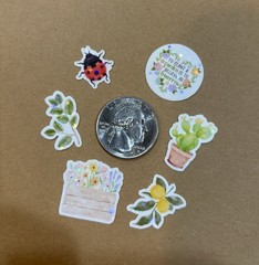 Holographic Sparkle Tiny Garden 21 Stickers Plant Lady Bugs Bees Scrapbook Fruit