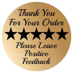 Thank You Stickers 5 Star Feedback Labels Small Business Packaging