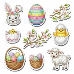 Choose ASet Bunny Rabbit Easter Tags Embellishments Junk Journal Scrapbook