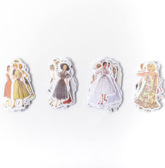 160 Pcs Vinyl Scrapbook Stickers Packs – Vintage People, Fashion, Lady, Sewing,