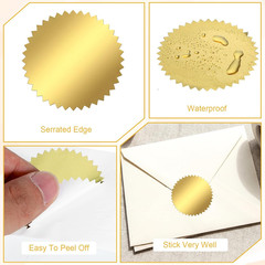 Embossing Stickers 300 Pcs 2 Gold Foil Seals Self-Adhesive Envelope Labels
