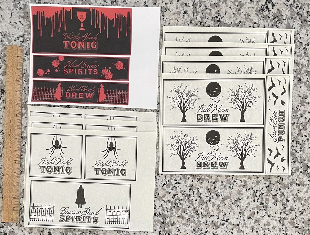 Halloween Potion Bottle Labels Witch Spell Prop Jar Paper Label DIY Spooky 24