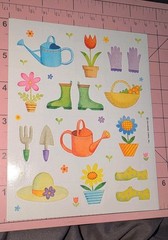 Vintage Hallmark Stickers Gardening Tools Gloves Plants Watering Can 1 Sheet