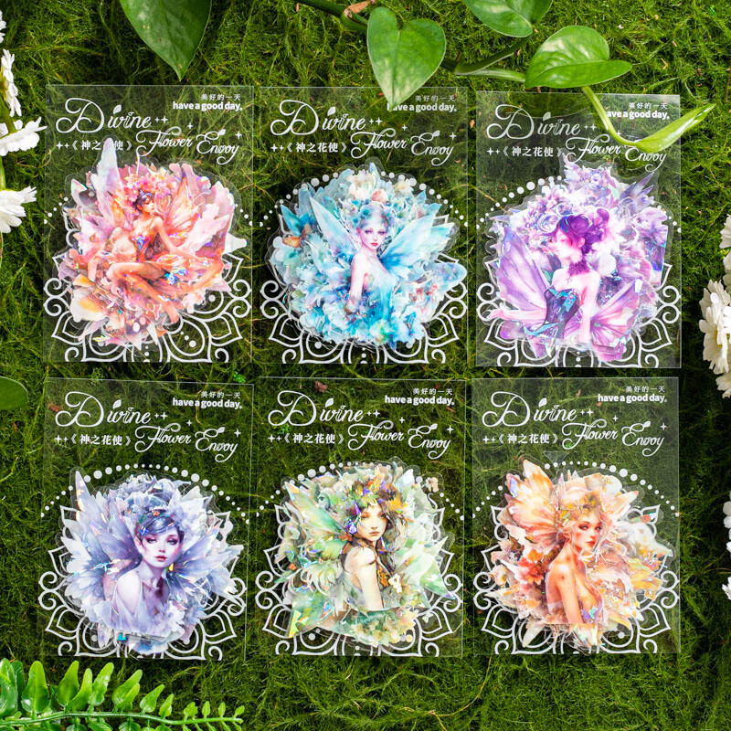 Flower Fairy Elf PET Stickers Shell Light Journals Album DIY Scrapbooking Crafts