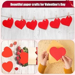 72 Pcs Large Heart Cutouts, 15 x 15 cm/5.9 x 5.9 inches, Heart Shape Card Red
