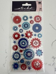 Sticko Autocollant Dimensional 29 PC Primary Colors Cogs Scrapbooking Crafts Art