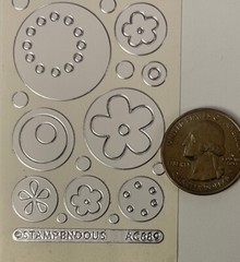 WHITE/SILVER FLOWER CIRCLE Stickers(49pc)Stampendous •Garden•Blooms•Daisy•Dots