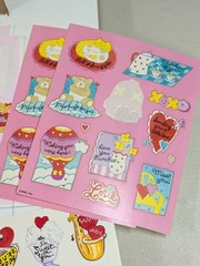 Mixed Lot Partial Sheets – Vintage Stickers Hearts Valentines 1980s