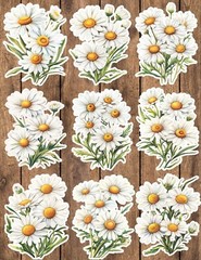 Bunch of Daisies Cut Vinyl Stickers Set Scrapbooking Laptop Waterbottle