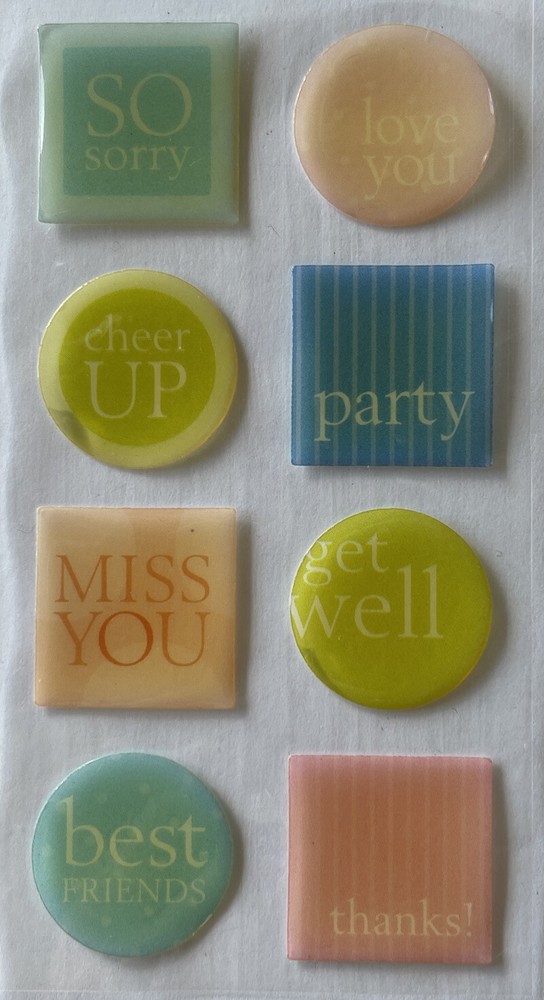 ALL OCCASIONS Page Pebbles Stickers (8pc)Making Memories•Party•Phrases •Miss You