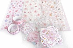 Japanese Sakura Sticker Set Kawaii Cherry Blossom Scrapbooking Planner Washi Tap