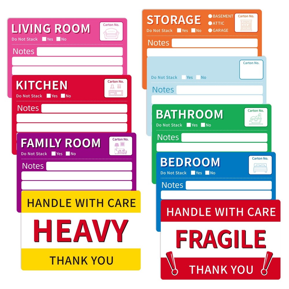 160 Pcs 6 x 4 inch Moving Labels for Boxes, Large 7 Color Coded Moving Sticke…