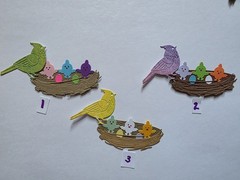 1 Watercolor Bird With Baby Birds In Nest Cardstock die cuts For scrapbook