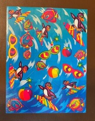 Rare 1990s Vintage Lisa Frank Sticker Sheets Surfer Tropical Sneaker Kittens
