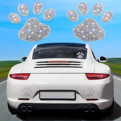 Stylish 4-Pack Paw Print Rhinestone Decals – Waterproof for -Round Use