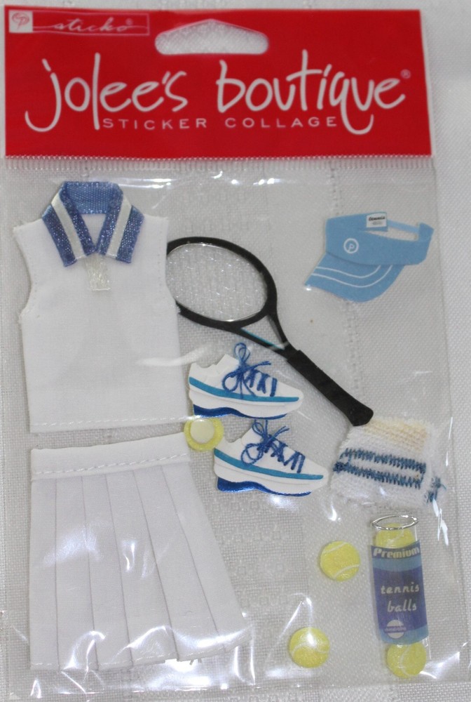 Jolee’s Sports Stickers TENNIS outfit, racket, shoes, balls, hat
