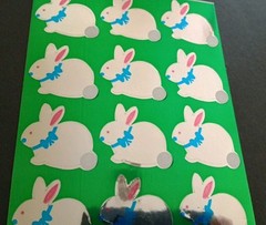 Vintage Stickers Easter Bunny Rabbits Foil Mylar Sticker Sheet VTG 80s 90s